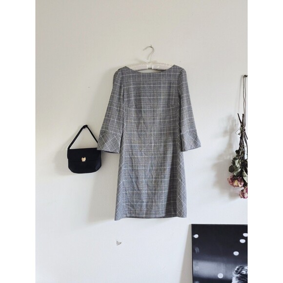 H&M Dresses & Skirts - H&M Mini Dress Woman's S Gray Plaid 3/4 Sleeve Shift Fall Casual Minimalist